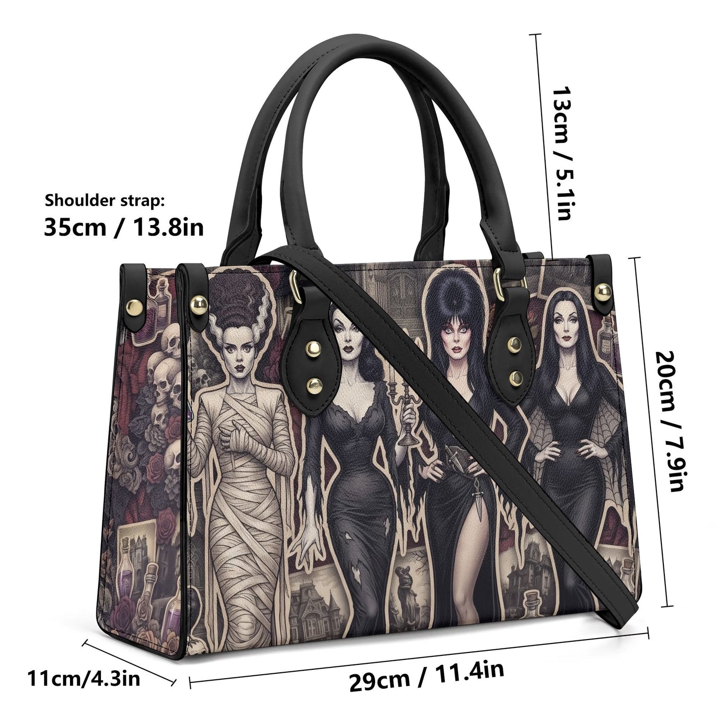 Gothic Queens - Horror Queens Print Leather HandBag