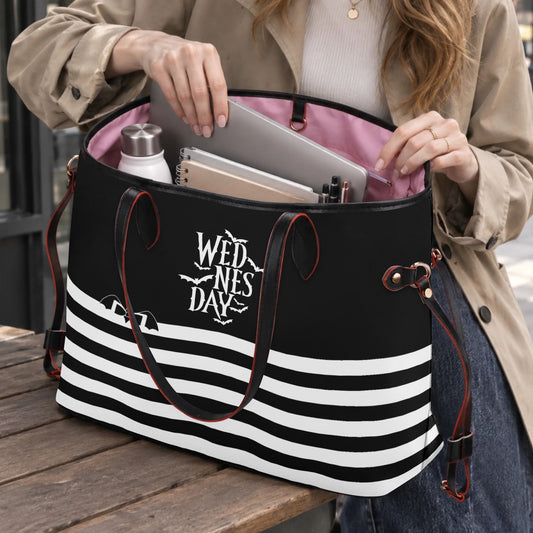 Wednesday Inspired Carryall Monogram Tote Bag with Zipper Makeup Bag