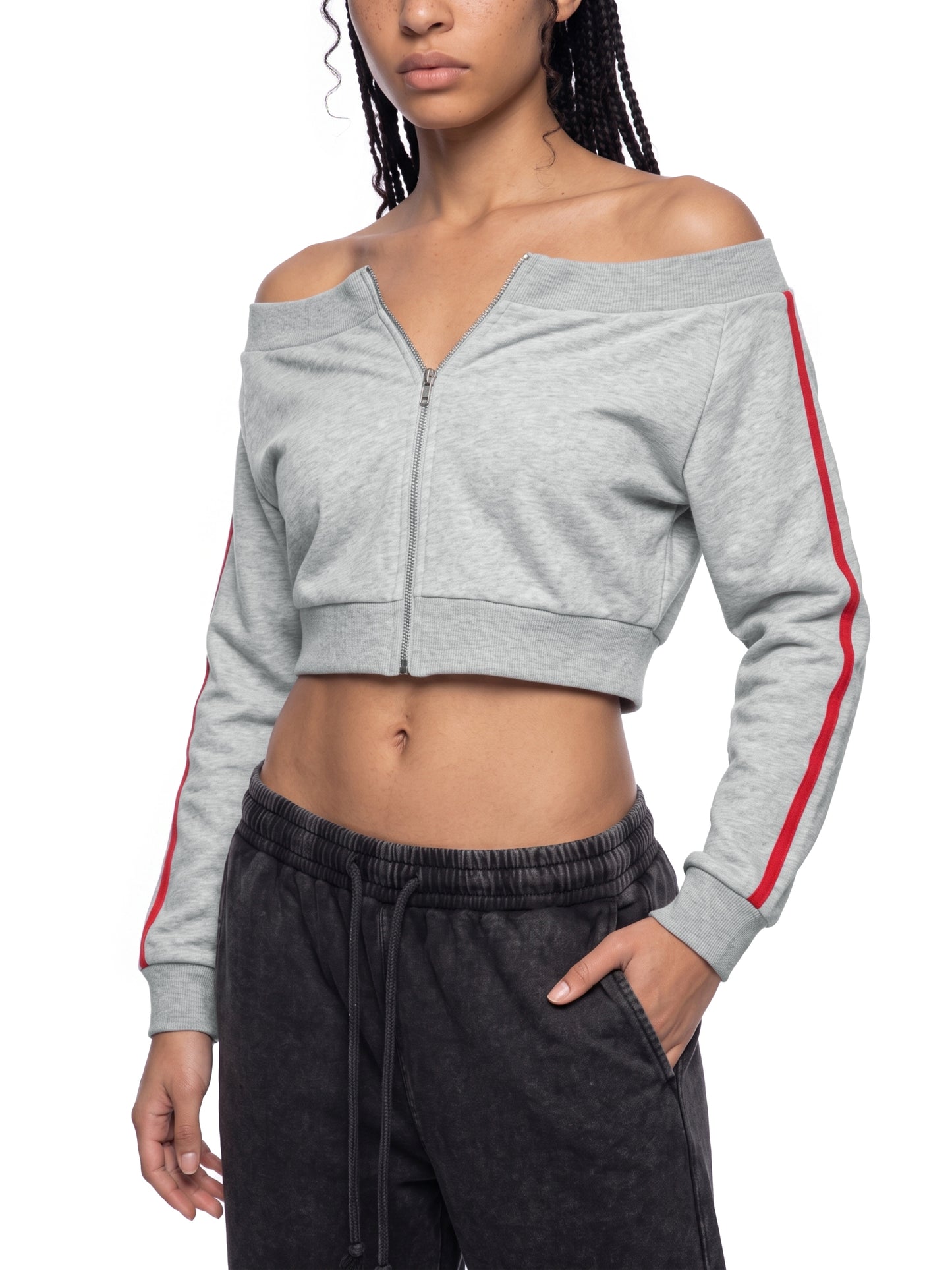 Southern Gothic Off-Shoulder Full Zip Hoodie