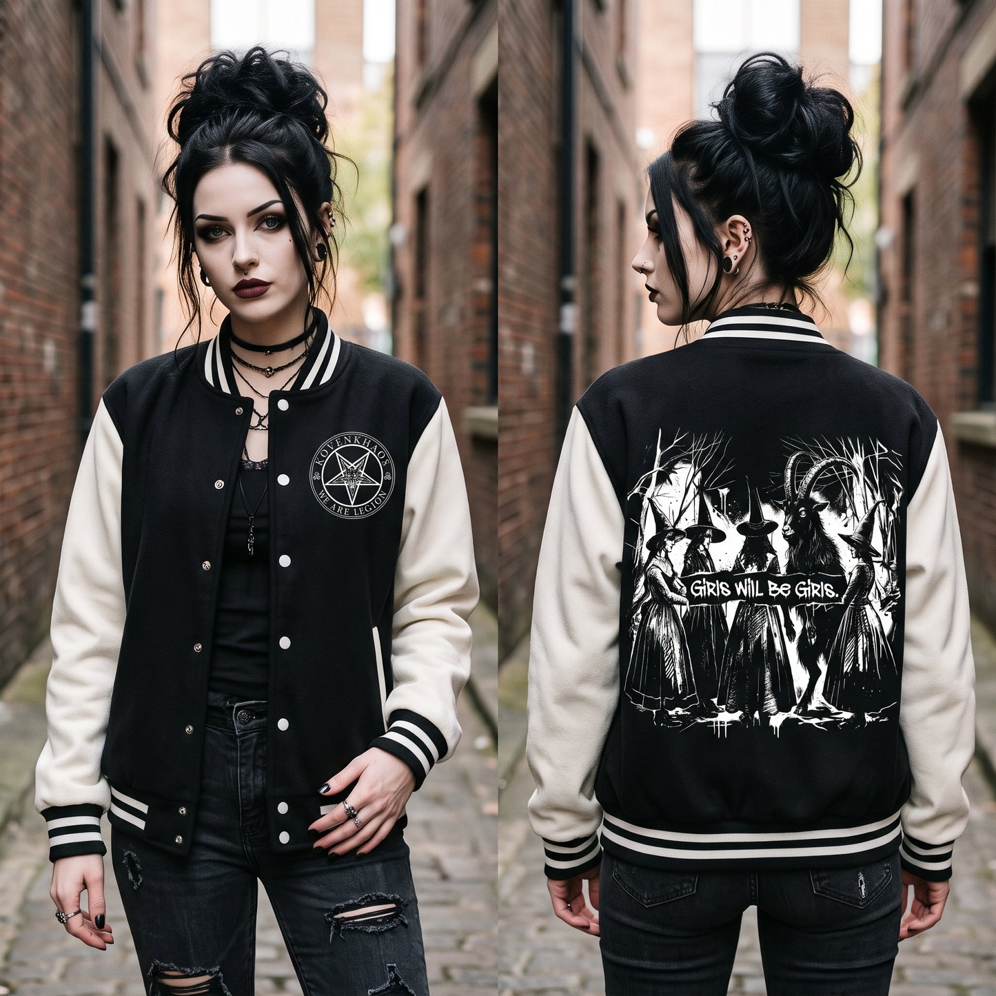 Girls Will Be Girls Two-Tone Fleeced Varsity Jacket