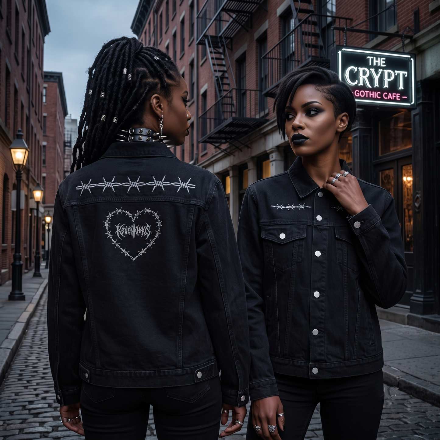 Black Hear Unisex Vintage Wash Denim Jacket