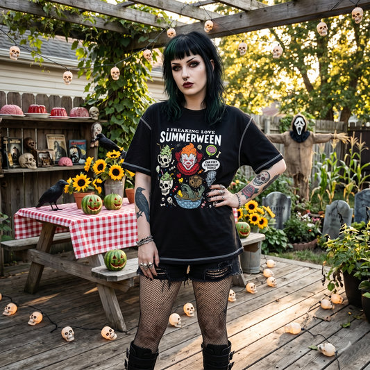 Summerween V.1 Oversized Contrast-Stitched Cotton Tee