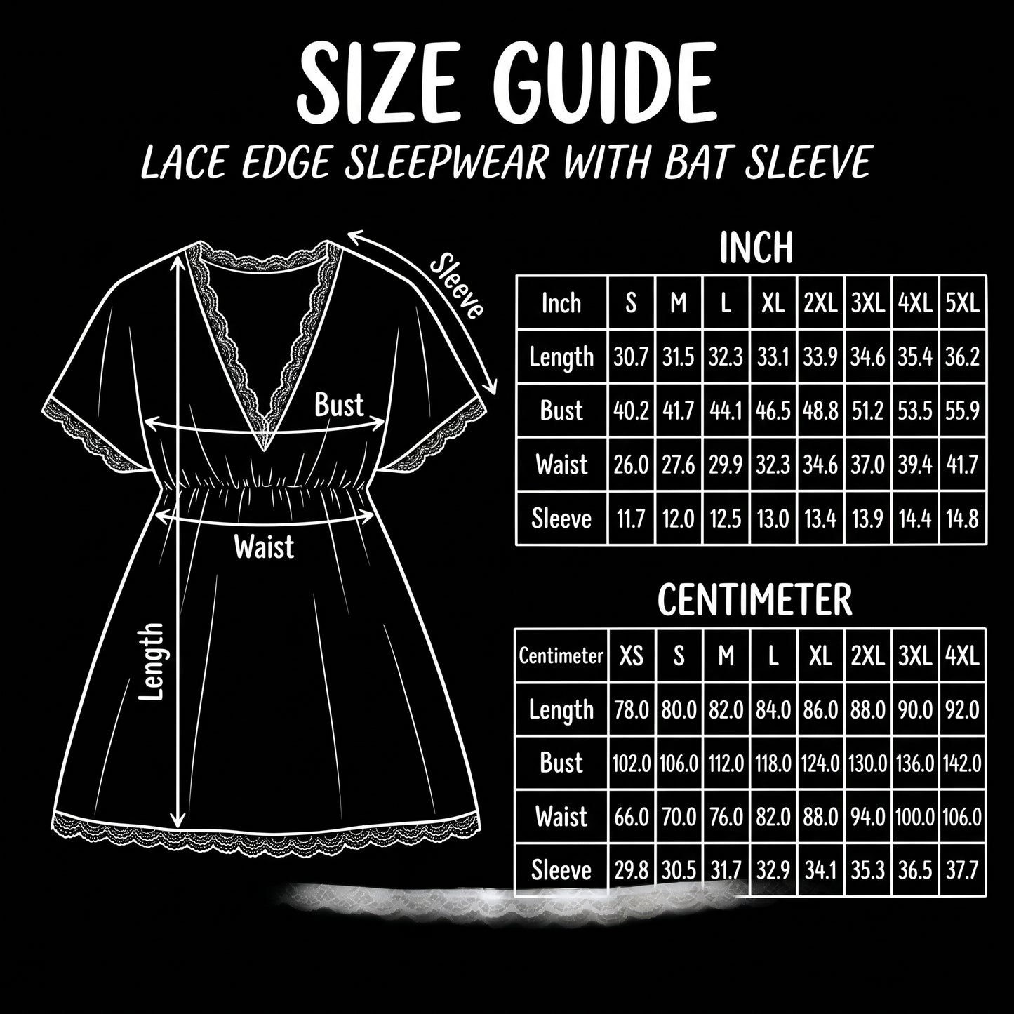 Release the Bats Lace Edge Sleepwear With Bat Sleeve