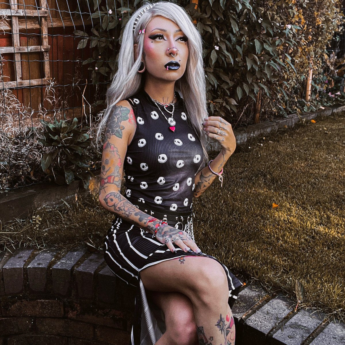 Nightmare X Split High Skirt Set