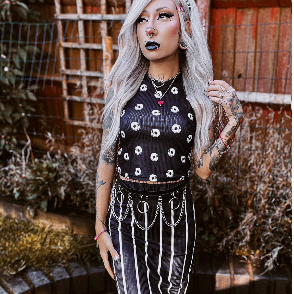 Nightmare X Split High Skirt Set