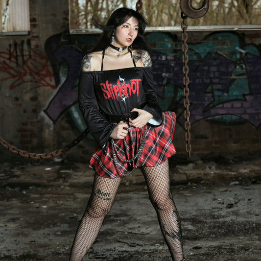 Slipknot Off-shoulder Top And Skirt Set