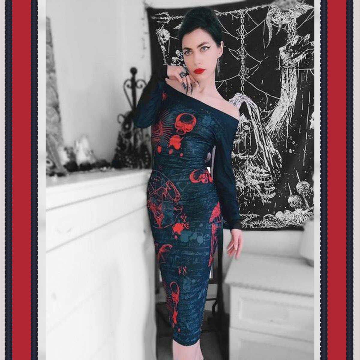 Redrum Off The Shoulder Long Sleeve Dress