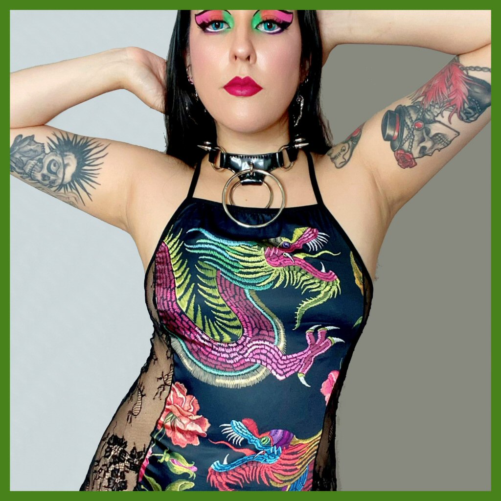 Dragons & Flowers Cami Cross Back Dress
