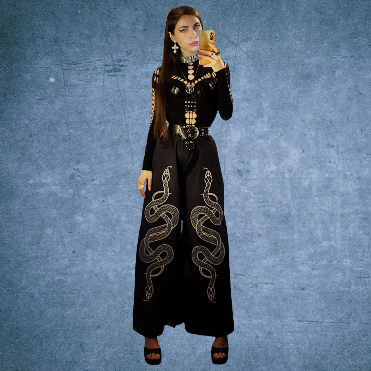 Twisted Serpents High Waist Wide Leg Trousers