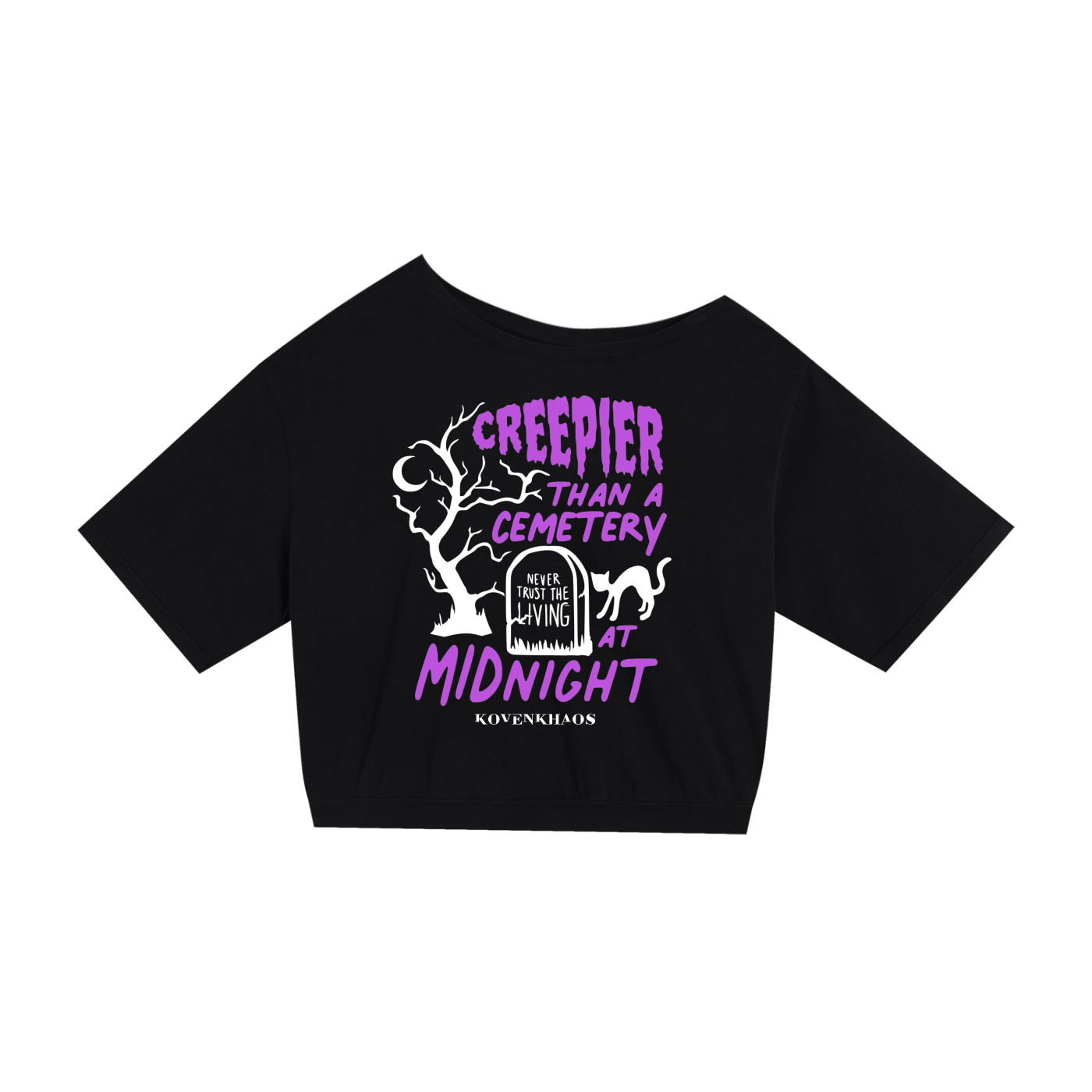 Stay Creepy Asymmetric Shoulder Oversized Cotton T-Shirt