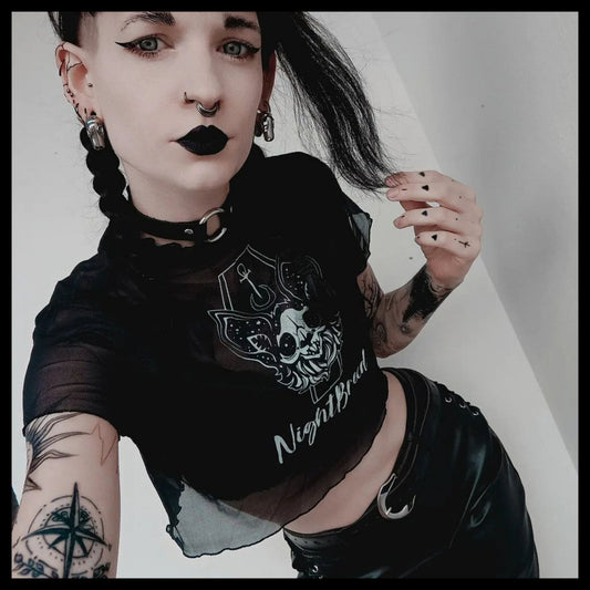 Nightbreed  Short Sleeves Mesh Crop Top