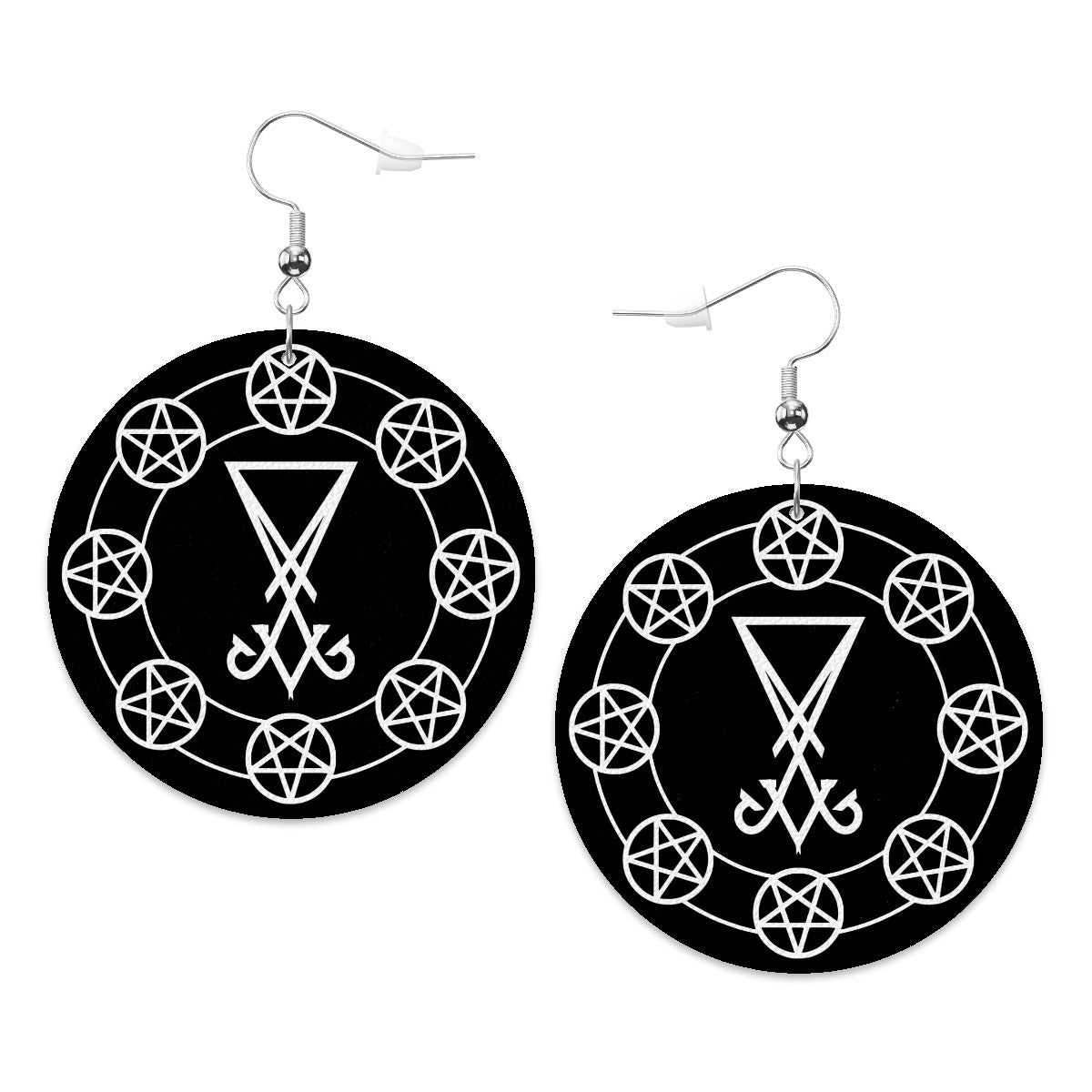 Baphomet Sigil Circle Drop Earrings