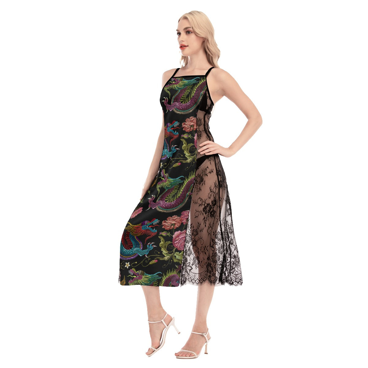 Dragons & Flowers Cami Cross Back Dress