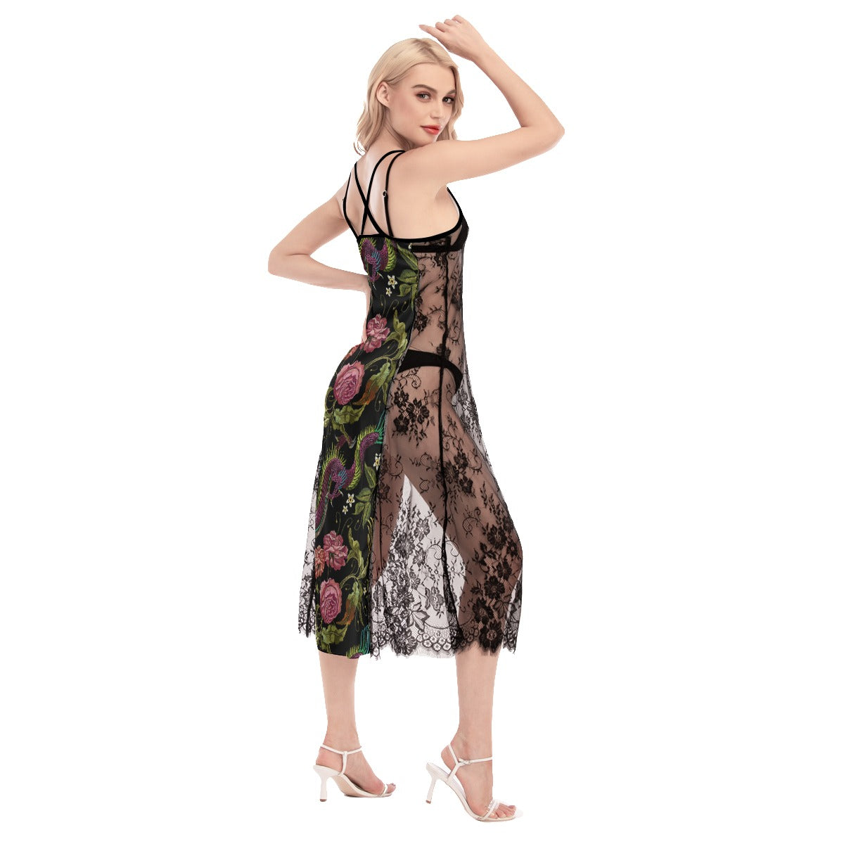 Dragons & Flowers Cami Cross Back Dress