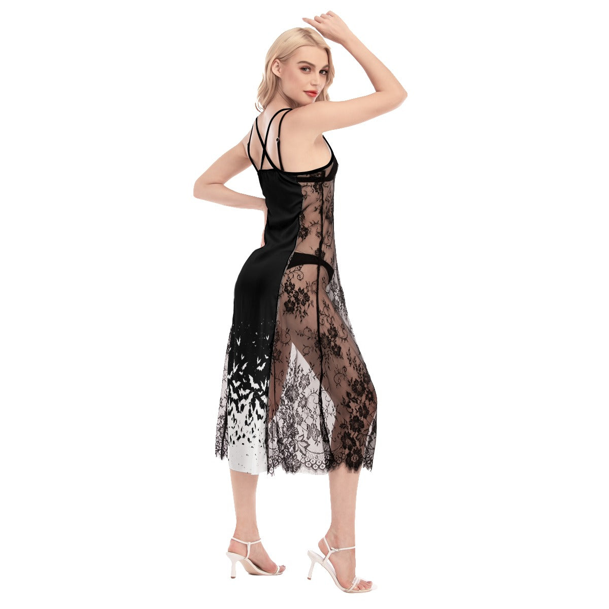 Luna Nights Lace Cami Cross Back Dress