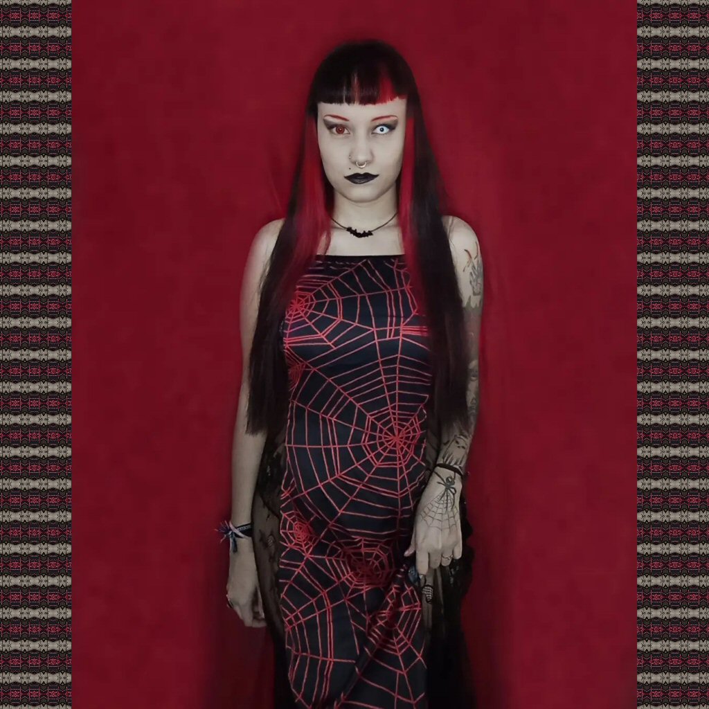 Black Widow Lace Cami Cross Back Dress