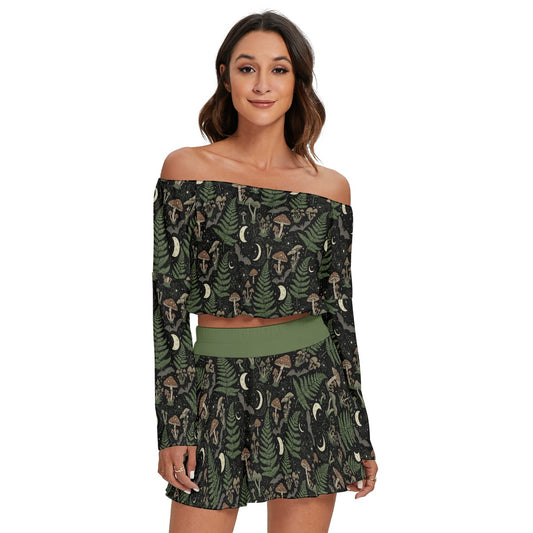 Fern Gully Off-shoulder Top And Skirt Set