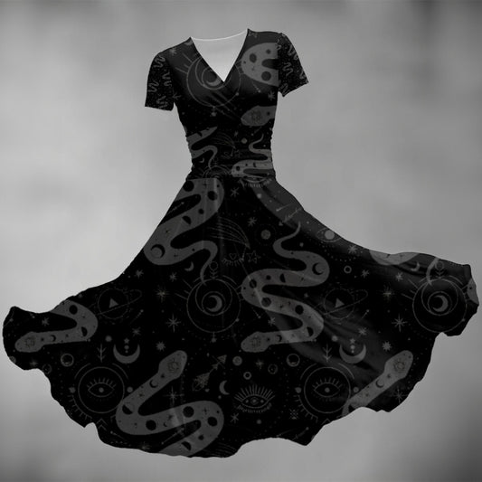 Serpent Magick V Neck Midi Dress