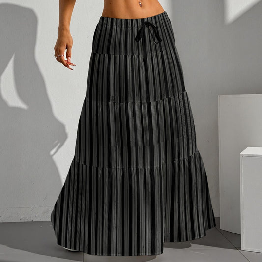 Illusion Pleated Long Skirt