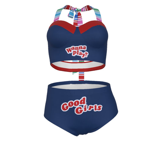 Wanna Play Pinup Vintage Swimsuit Set