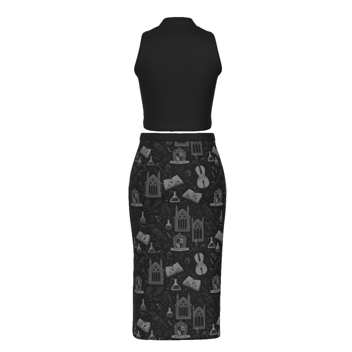 Nevermore (school daze) Split High Skirt Set