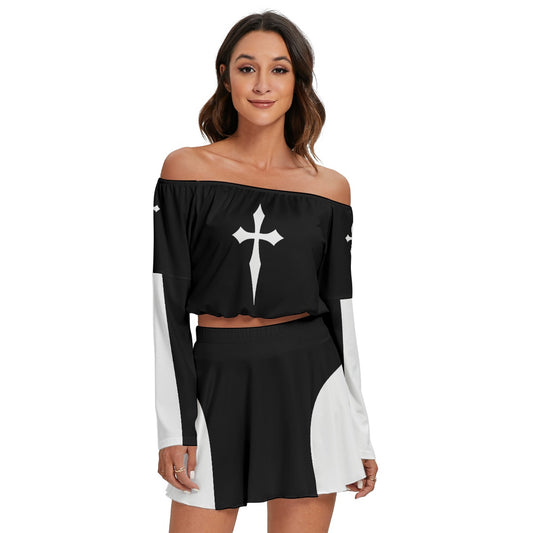 Say Your Prayers Off-shoulder Top And Skirt Set