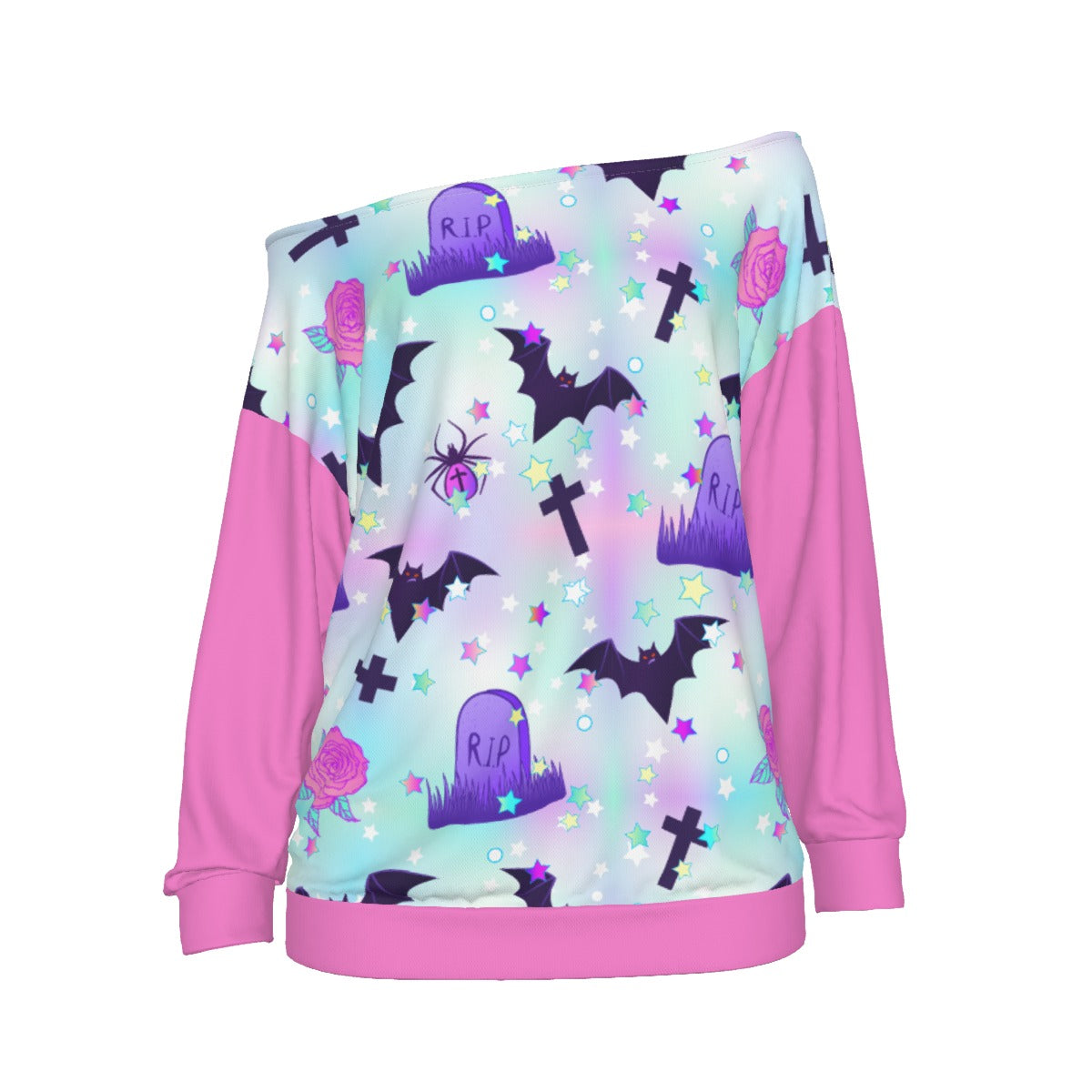 Pastel Goth Oversized Off-Shoulder Sweatshirt