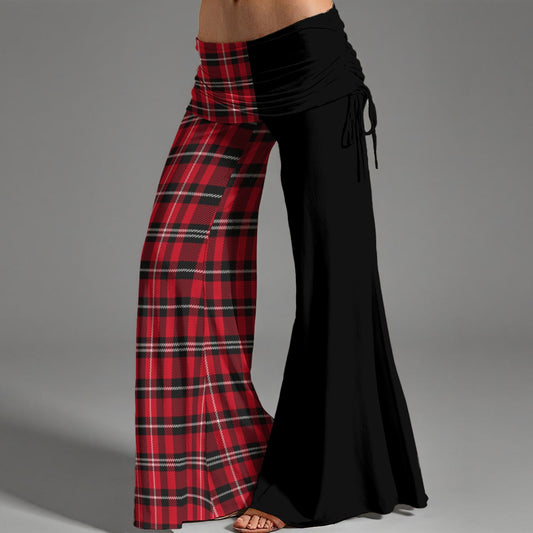 Tartan (Red) High Waist Wide Leg Pants
