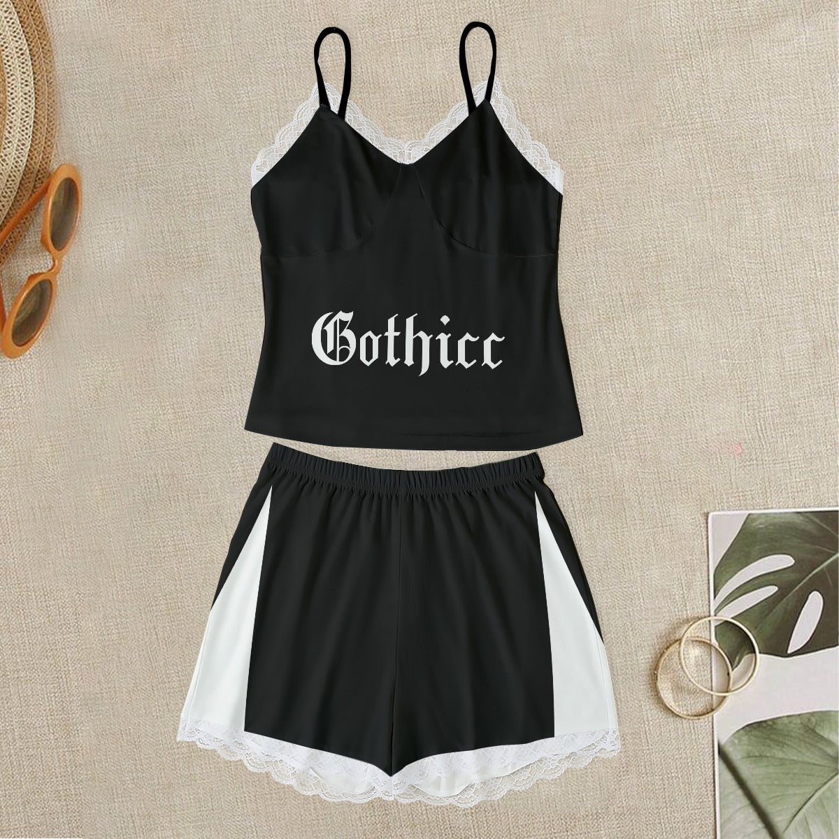 Gothicc Cami With Lace Edge