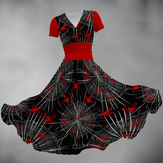 Black Widow V Neck Midi Dress