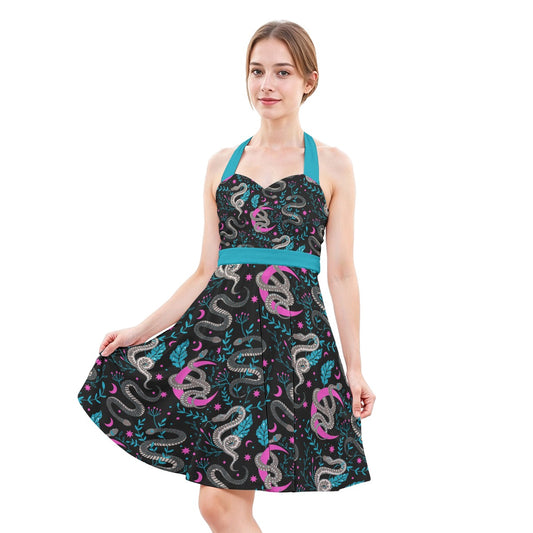 Midnight Magick Halter Skater Dress