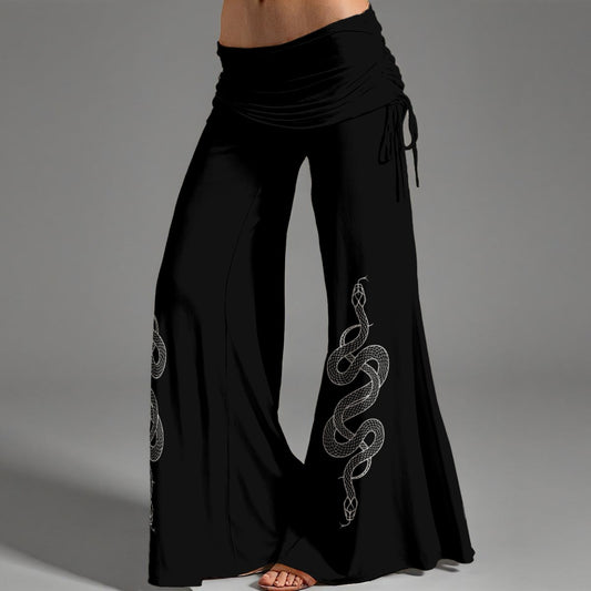 Twin Serpents High Waist Wide Leg Pants