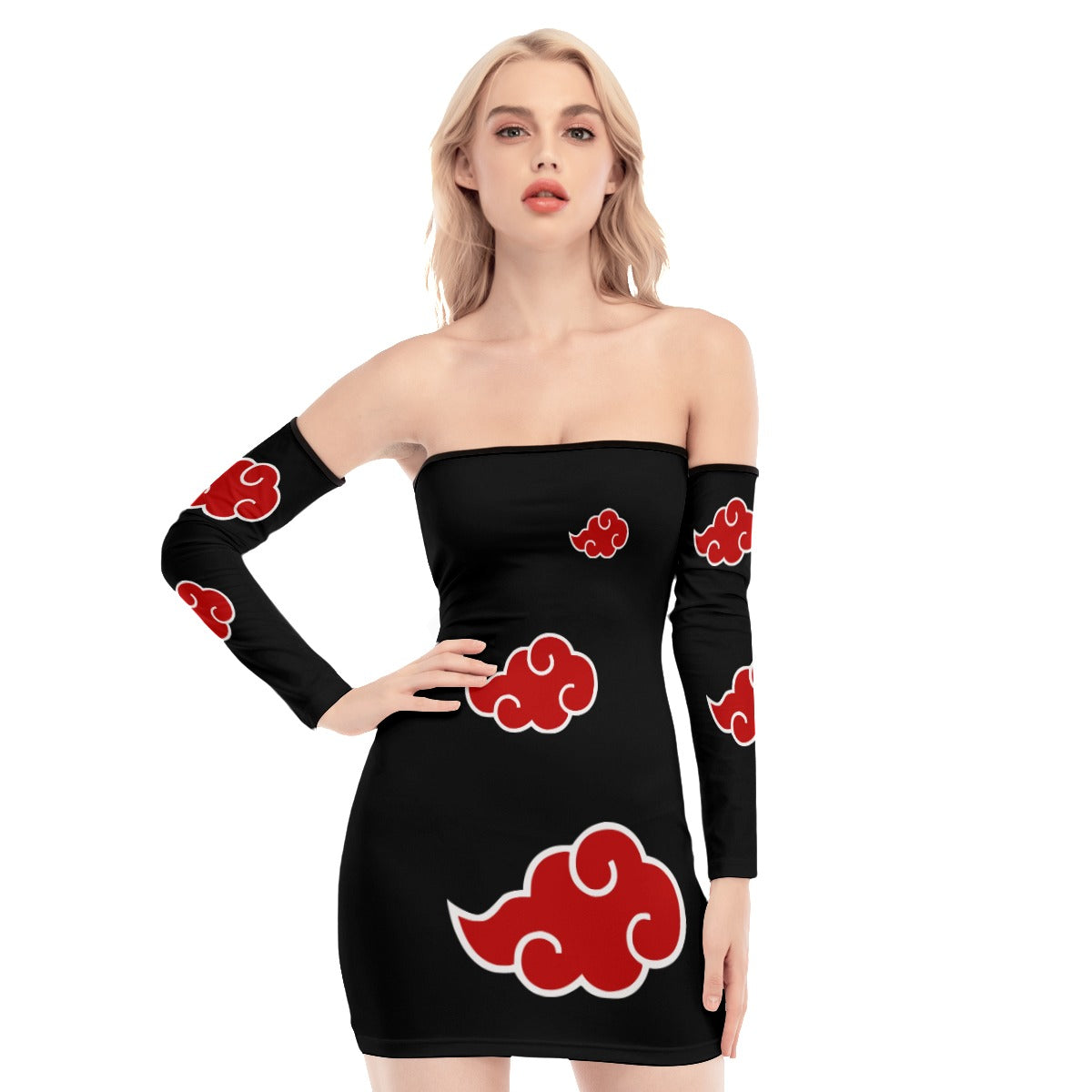 Red Cloud Back Lace-up Dress