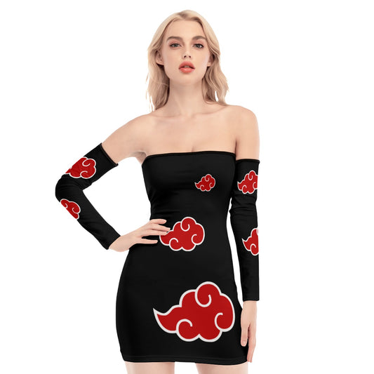 Red Cloud Back Lace-up Dress