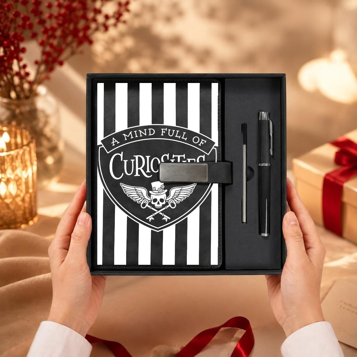 Curiosities Journal Notebook Gift Set with Metal Pen