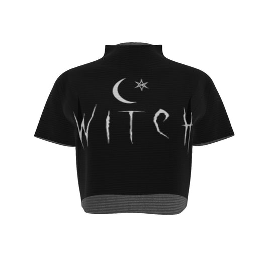 Witch Short Sleeves Mesh Crop Top