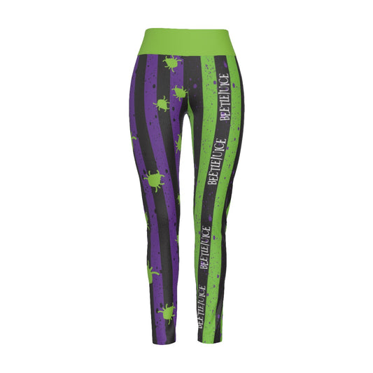 Beetlejuice, Beetlejuice, Beetlejuice (split purple) High Waist Leggings