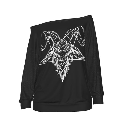 Baphomet Oversized Off-Shoulder Sweatshirt