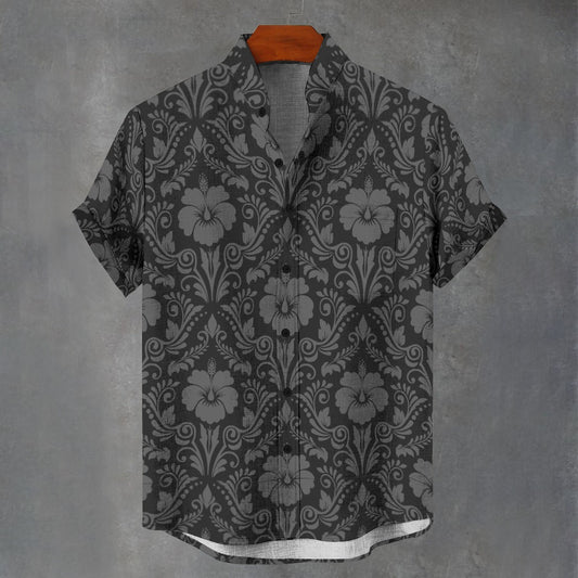 Gothic Flowers Stand Collar Shirt