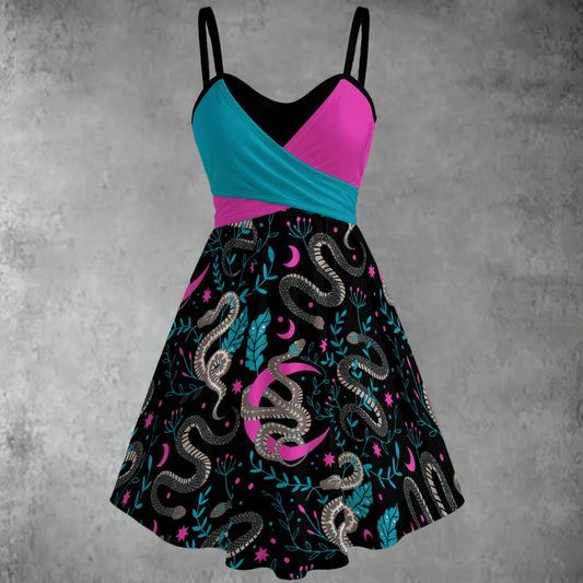 Snake Moon Spaghetti Strap Dress
