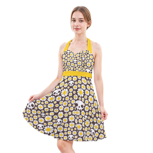 No Daisy Halter Skater Dress