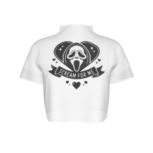 Scream For Me Short Sleeves Mesh Crop Top