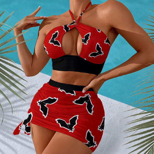 Night Terror (red) Halter Neck Swimming Suit