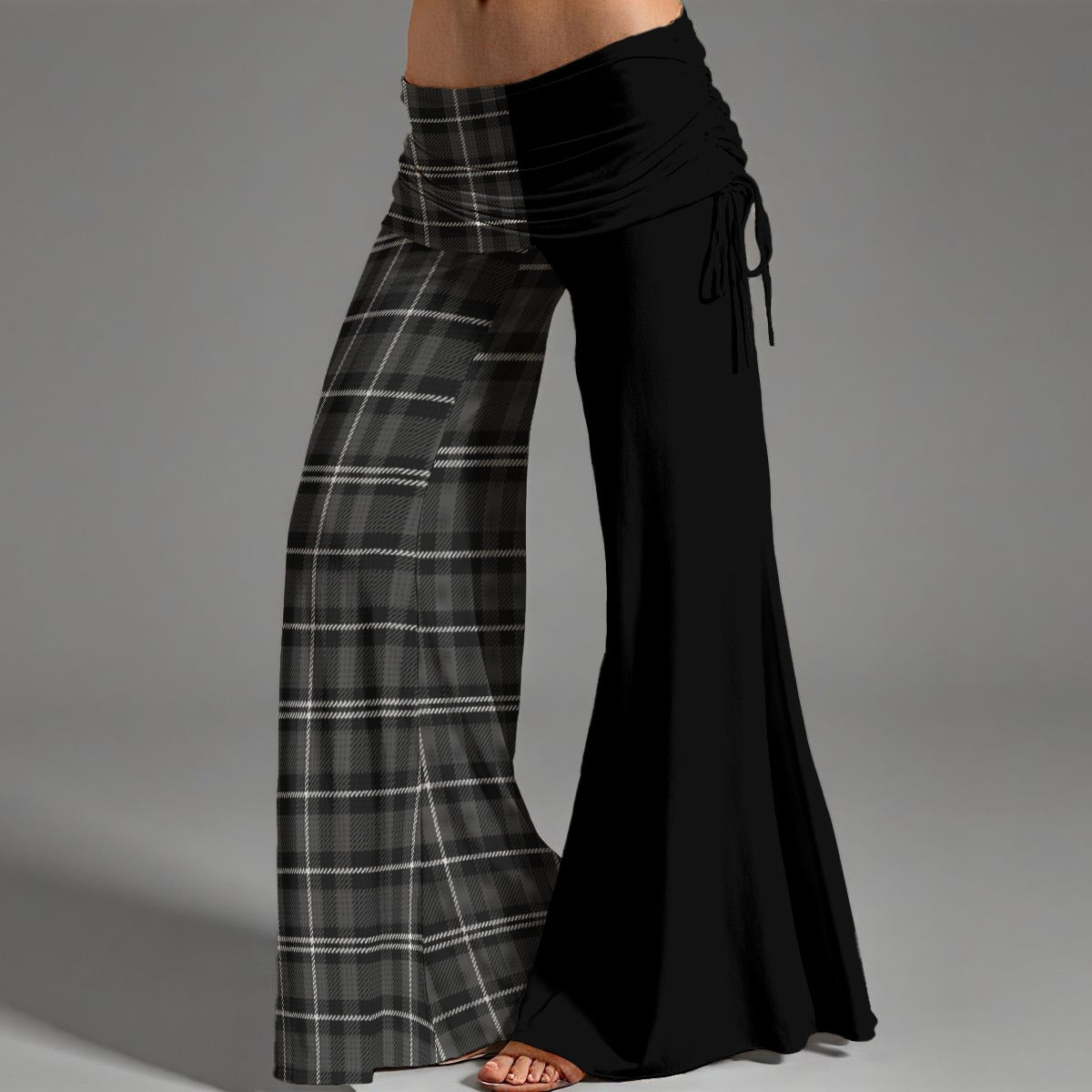Tartan High Waist Wide Leg Pants