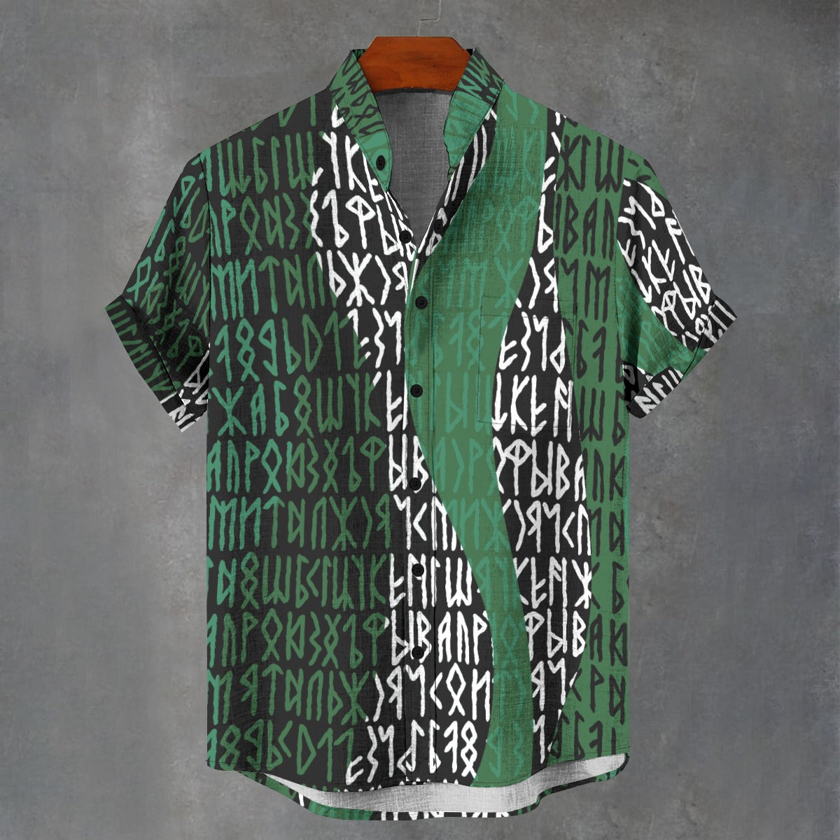 Viking Runic Stand Collar Shirt