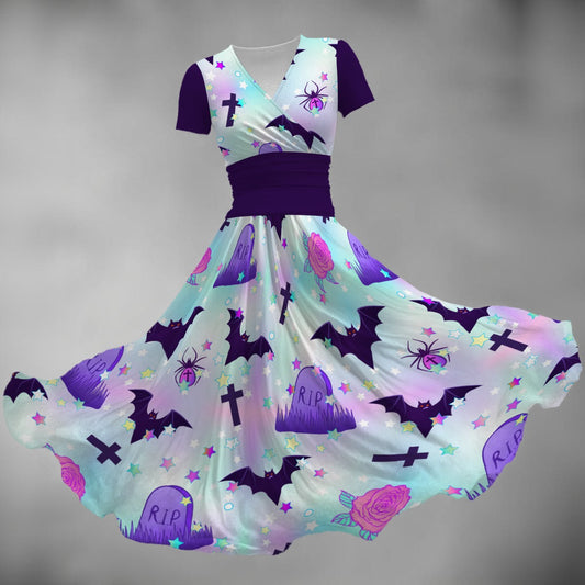 Pastel Spooky V Neck Midi Dress