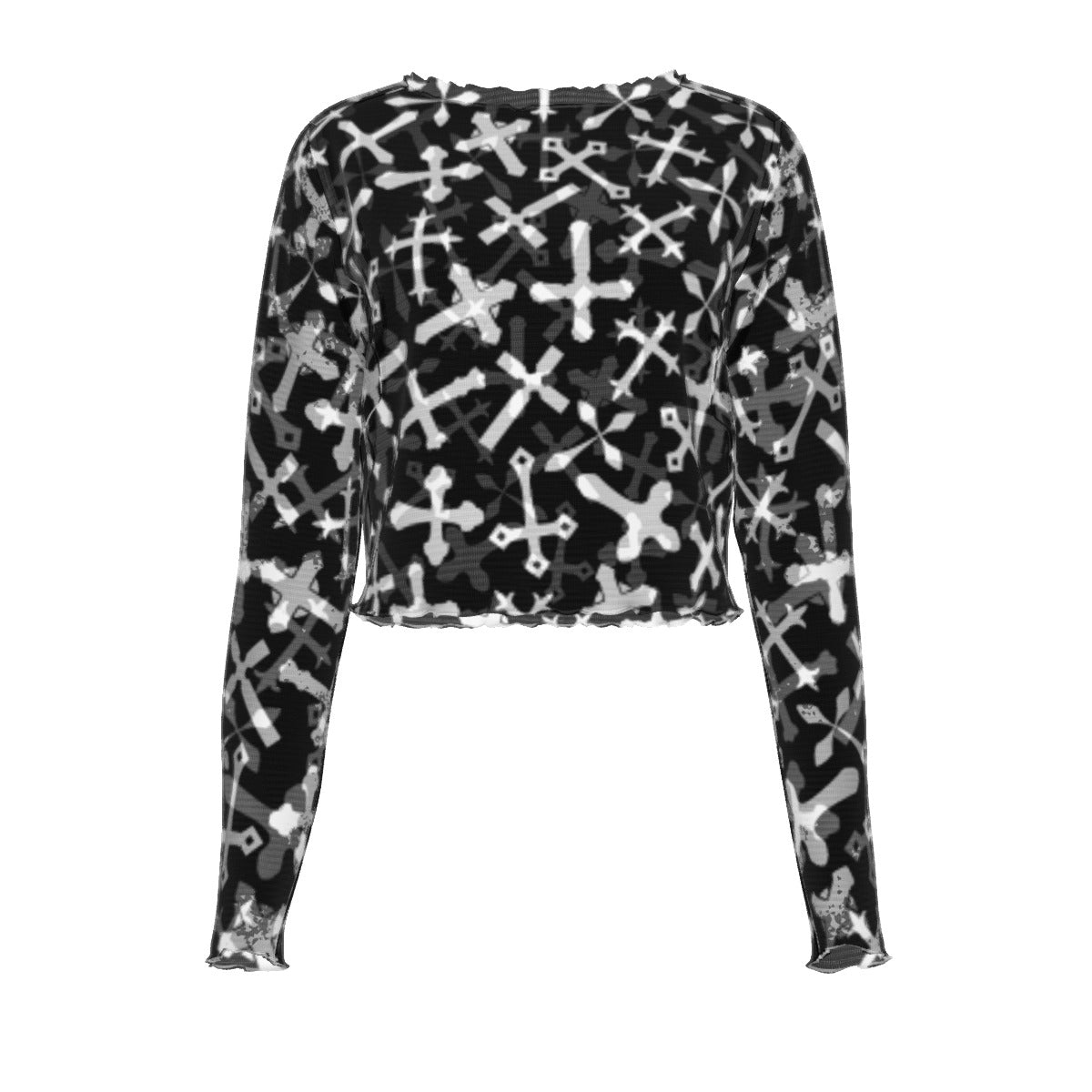 Gothic Crosses Mesh Long Sleeves T-shirt