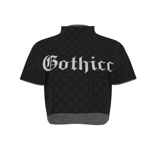 Gothicc Short Sleeves Mesh Crop Top
