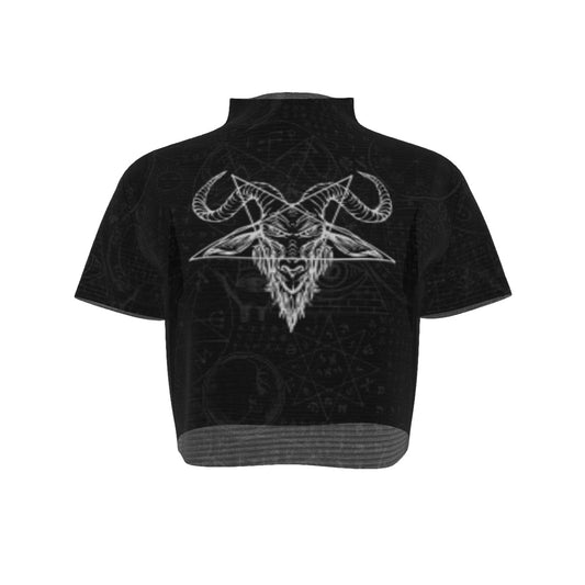Baphomet Short Sleeves Mesh Crop Top