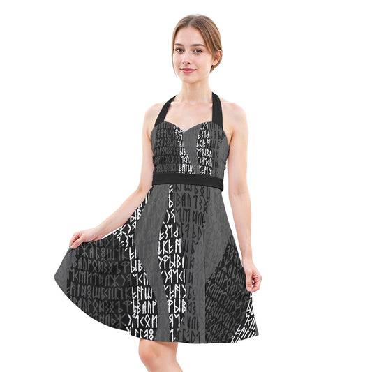 Viking Runes Halter Skater Dress